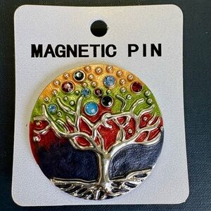 Colorful Tree of Life Magnetic Fasten Pin